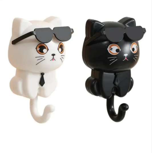 creative punch-free hook designed as a charming cat headband with sunglasses