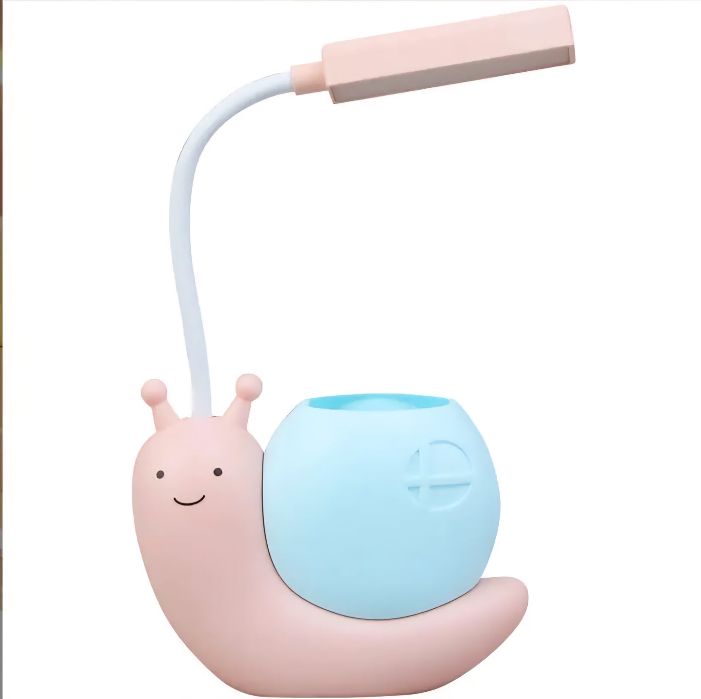 Brighten up your workspace with this adorable Cute Snail USB Charging Desk Lamp, designed to add a touch of whimsy and practicality to your desk. With its modern and simple style, this lamp serves not just as a light source but also as a charming pen holder, making it perfect for organizing your stationery while you work or study